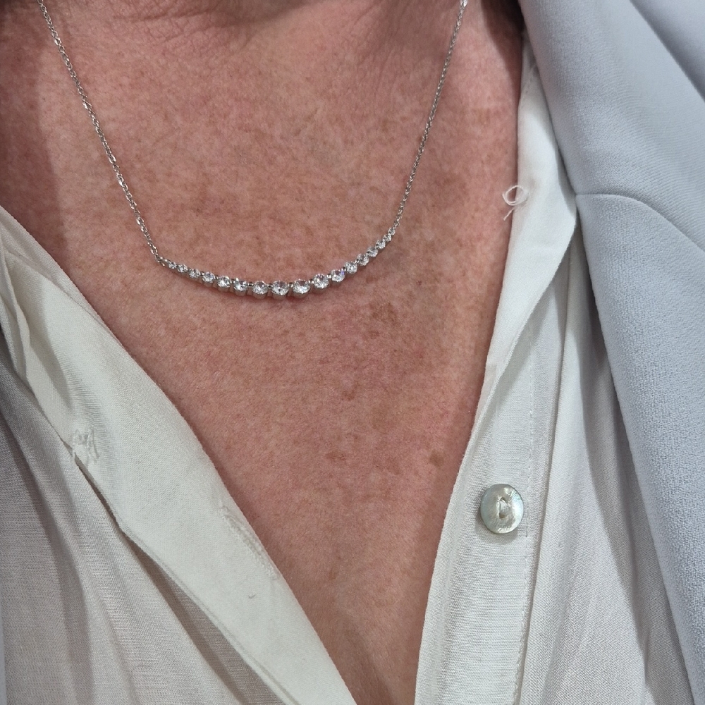 925 Sterling Silver Cz Necklace